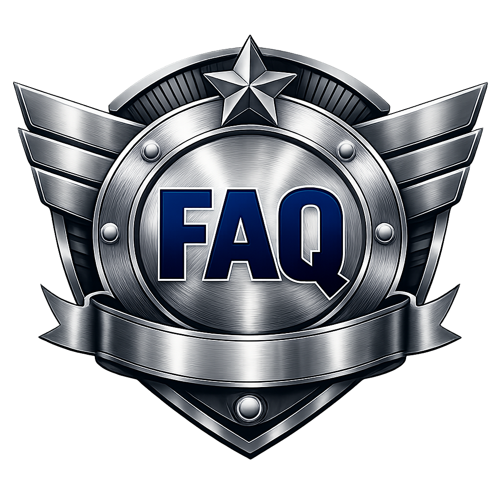 FAQ Badge with Greyscale Metal Styling FAQ Badge with Greyscale Metal Styling