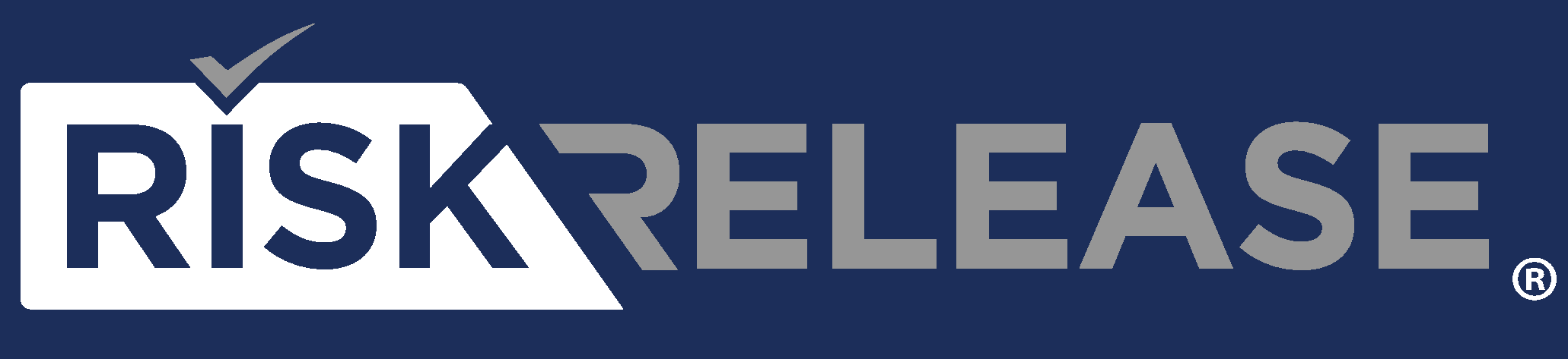 Blue & White RiskRelease Logo- Blue BG (TRADEMARK)-1