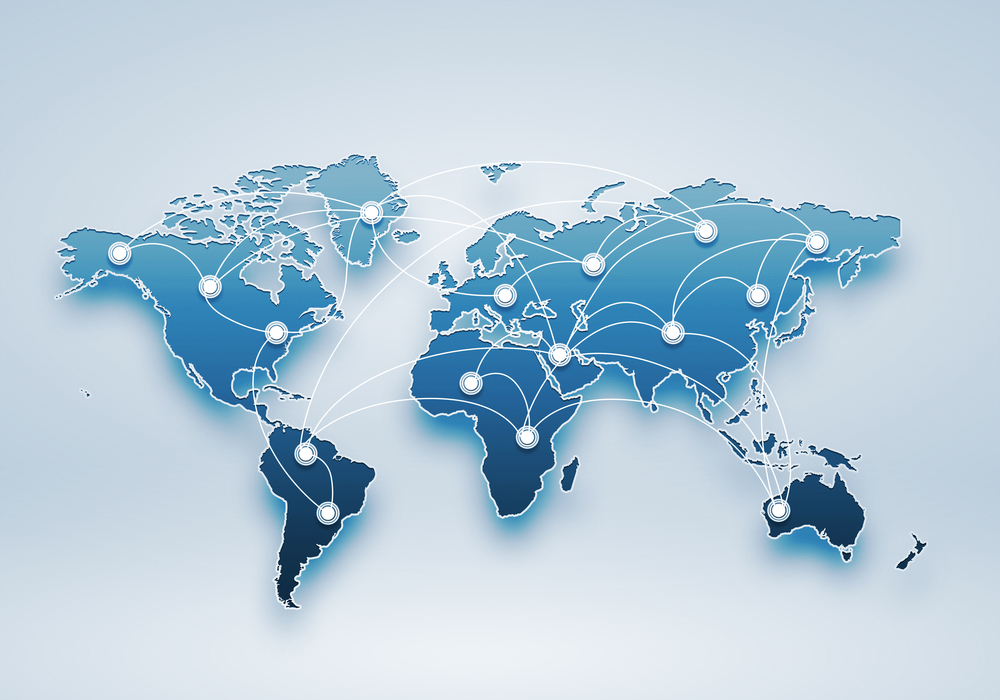 Image of a light blue world map Image of a light blue world map